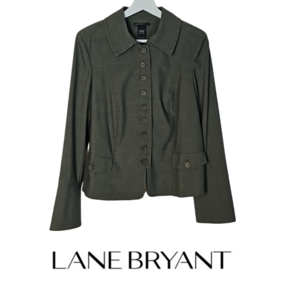 Lane Bryant Blazer Olive Gray Size 14